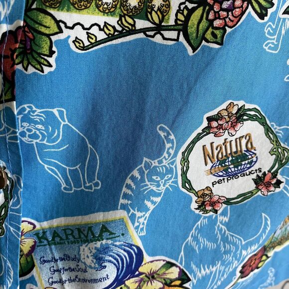 Hilo Hattie Shirt Womens Large Hawaiian Camp Cat Dog Pet Print Coconut Buttons - Picture 4 of 9